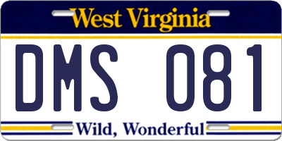 WV license plate DMS081