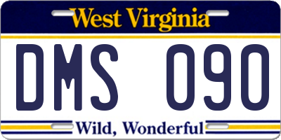 WV license plate DMS090