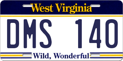 WV license plate DMS140