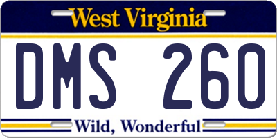 WV license plate DMS260