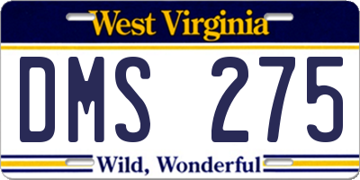 WV license plate DMS275