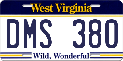 WV license plate DMS380