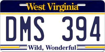 WV license plate DMS394