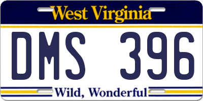 WV license plate DMS396