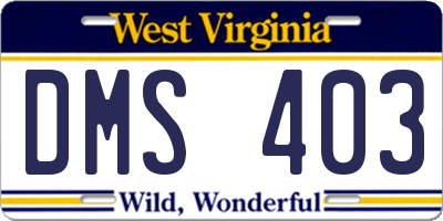 WV license plate DMS403