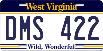 WV license plate DMS422
