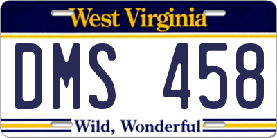 WV license plate DMS458