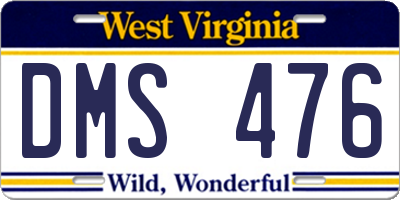 WV license plate DMS476