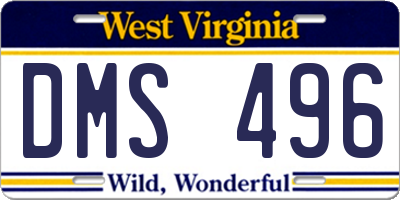 WV license plate DMS496