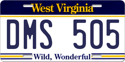 WV license plate DMS505