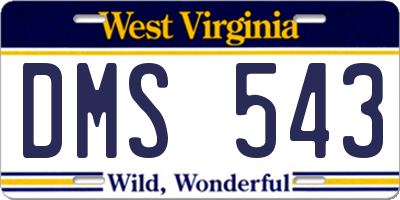 WV license plate DMS543