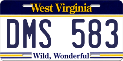 WV license plate DMS583