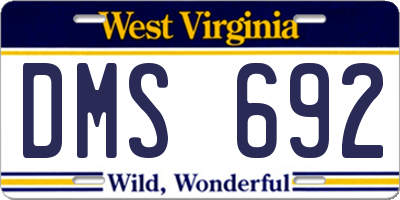 WV license plate DMS692