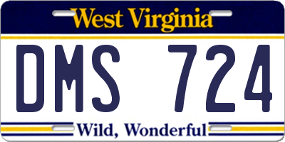 WV license plate DMS724