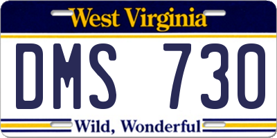 WV license plate DMS730