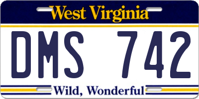 WV license plate DMS742
