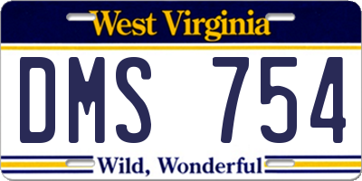 WV license plate DMS754