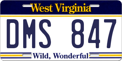 WV license plate DMS847