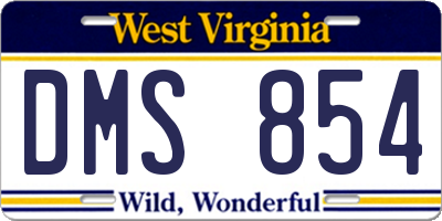 WV license plate DMS854