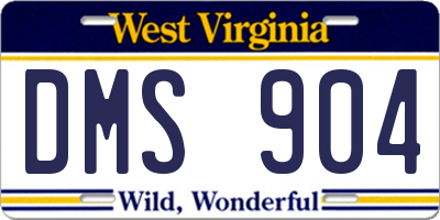 WV license plate DMS904