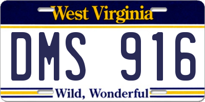 WV license plate DMS916