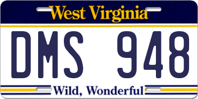 WV license plate DMS948