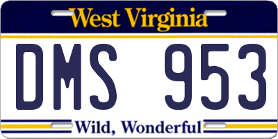WV license plate DMS953