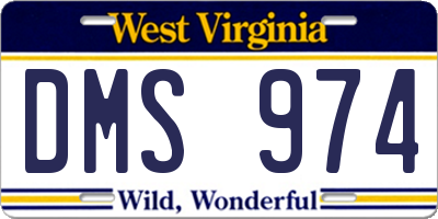WV license plate DMS974