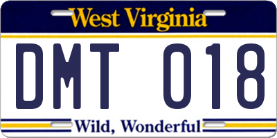 WV license plate DMT018