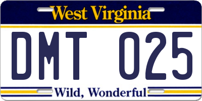 WV license plate DMT025