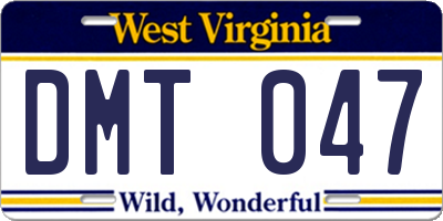 WV license plate DMT047