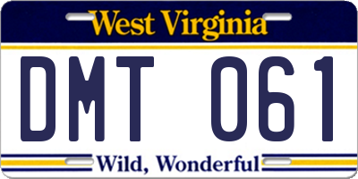 WV license plate DMT061