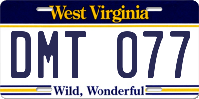 WV license plate DMT077