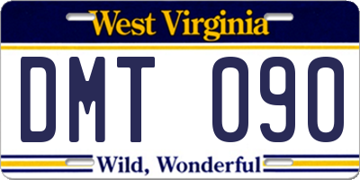WV license plate DMT090