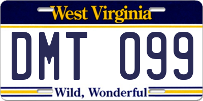 WV license plate DMT099