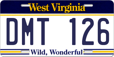 WV license plate DMT126