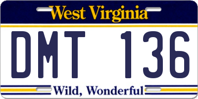 WV license plate DMT136