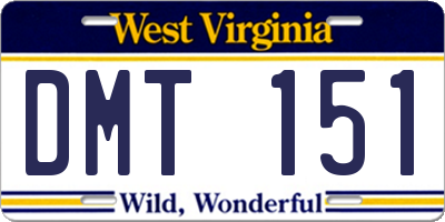 WV license plate DMT151