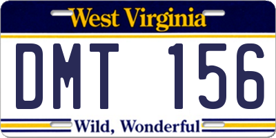 WV license plate DMT156
