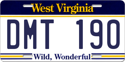 WV license plate DMT190