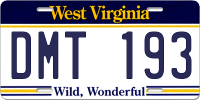 WV license plate DMT193