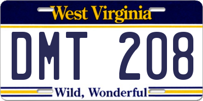 WV license plate DMT208