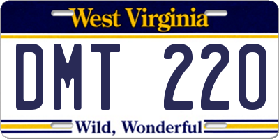 WV license plate DMT220