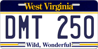 WV license plate DMT250