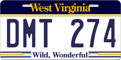 WV license plate DMT274