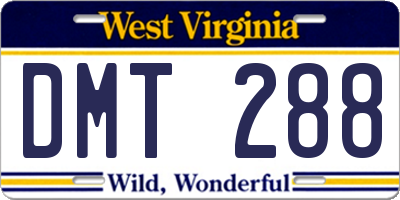 WV license plate DMT288