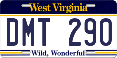 WV license plate DMT290