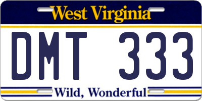 WV license plate DMT333