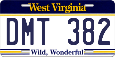 WV license plate DMT382
