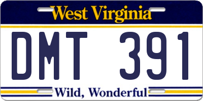 WV license plate DMT391